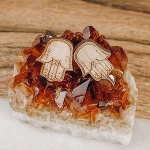 Wood Hamsa Stud Earrings | Maple